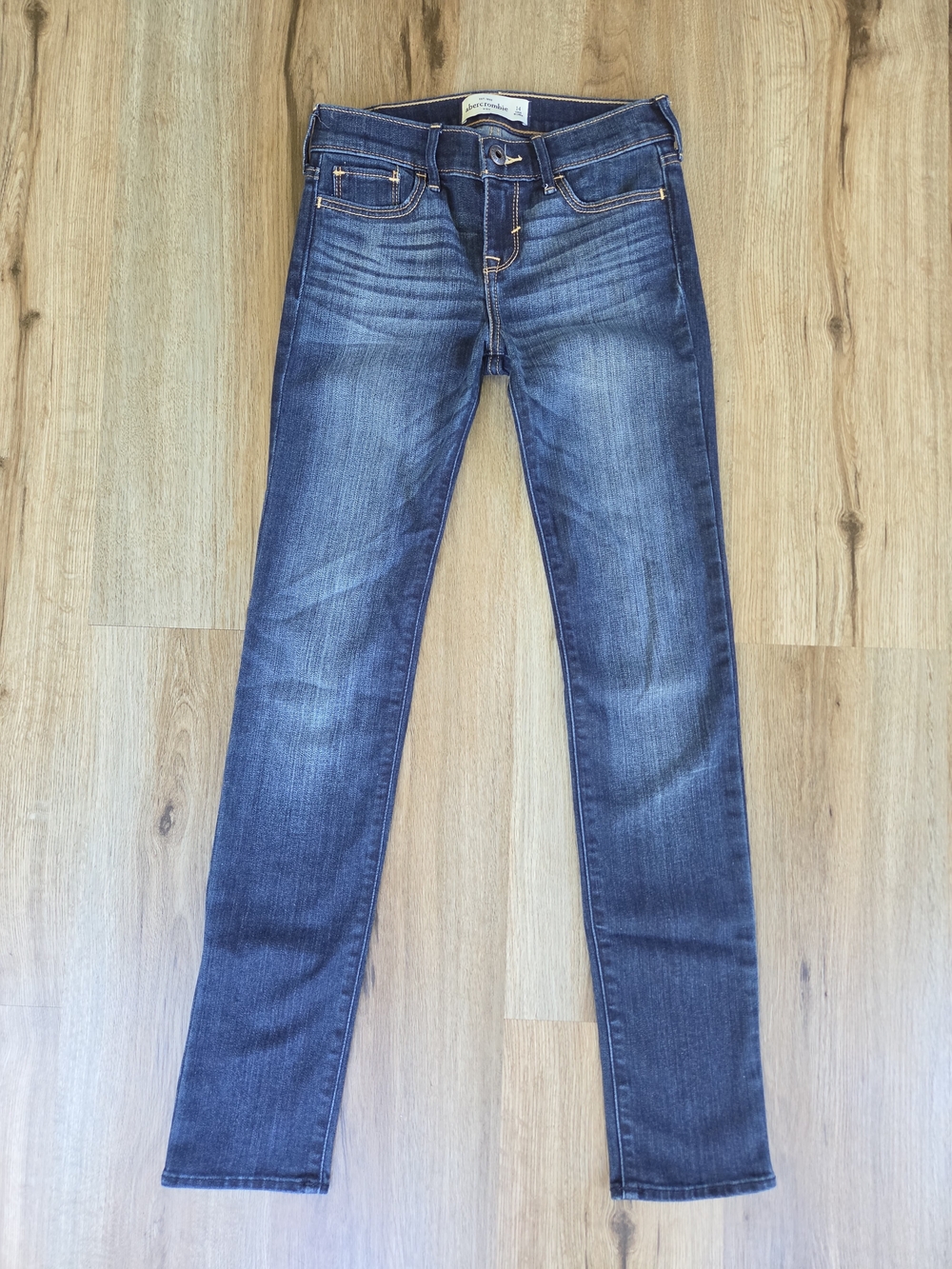 abercrombie kids dark blue stretch skinny jeans